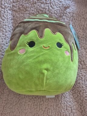 Squishmallows Lime Green Plush with Brown Topping and Pink Cheeks